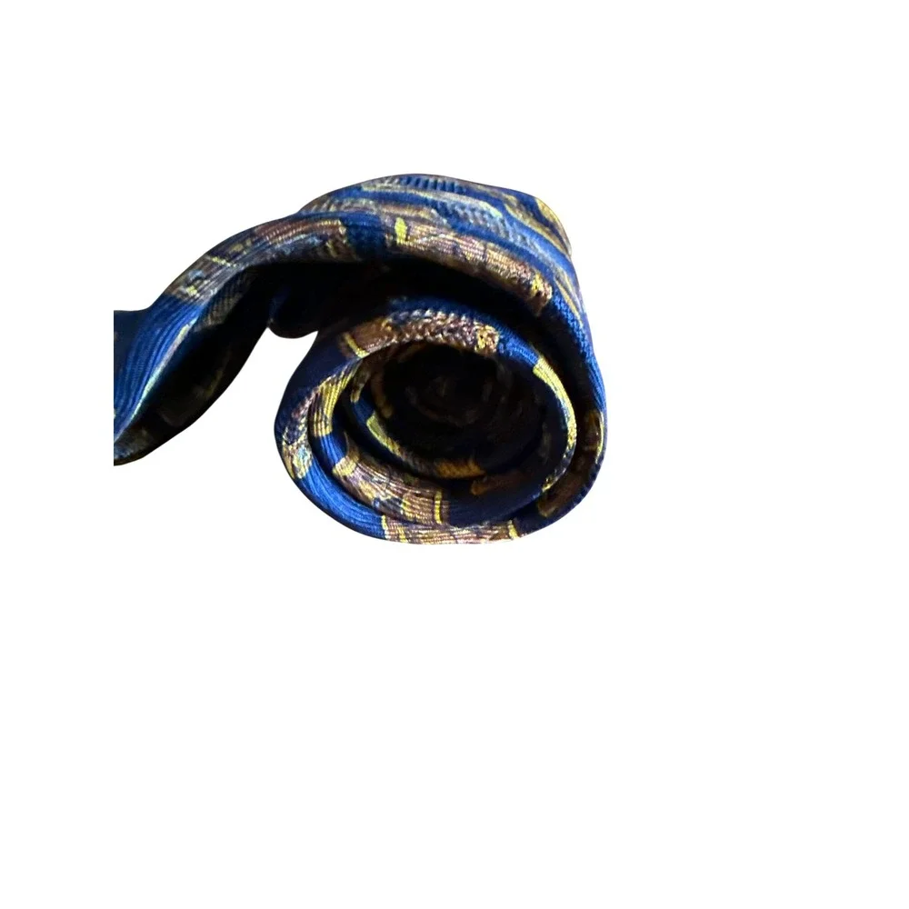 Ermenegildo Zegna Silk Tie Hourglass‎ Pattern Navy Gold Men's Necktie